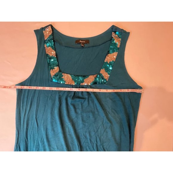 Express Womens Shift Dress Sequins Retro Neck Sleeveless Turquoise Blue Large - Picture 4 of 7